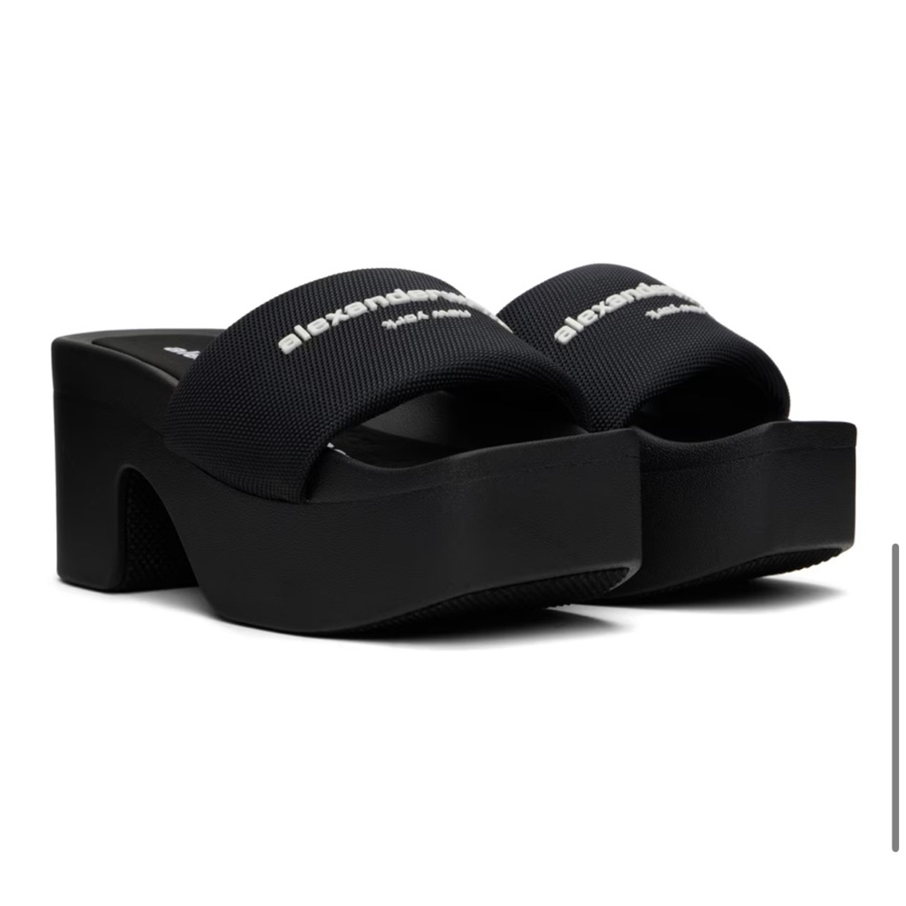 Alexander Wang AW Black Platform Slides size 40 NEW NIB vegan comfy sandals